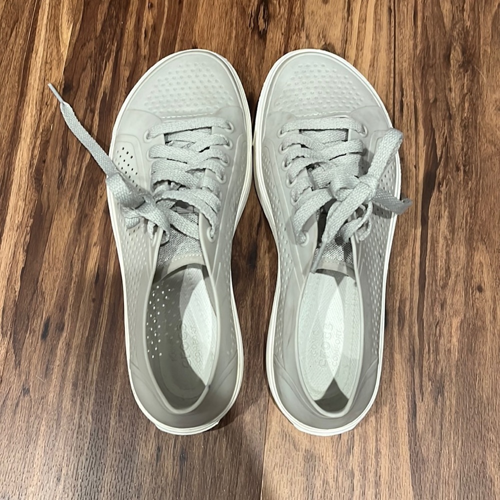 Crocs Comfort Rubber Grey Tennis Shoes Sneakers